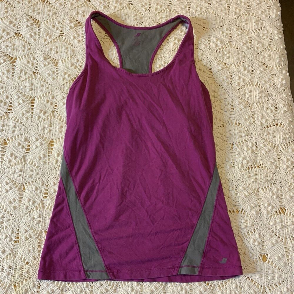 Joe Fresh (M) Workout Tank - Purple Gray Grey Racerback Stretch Shelf Bra